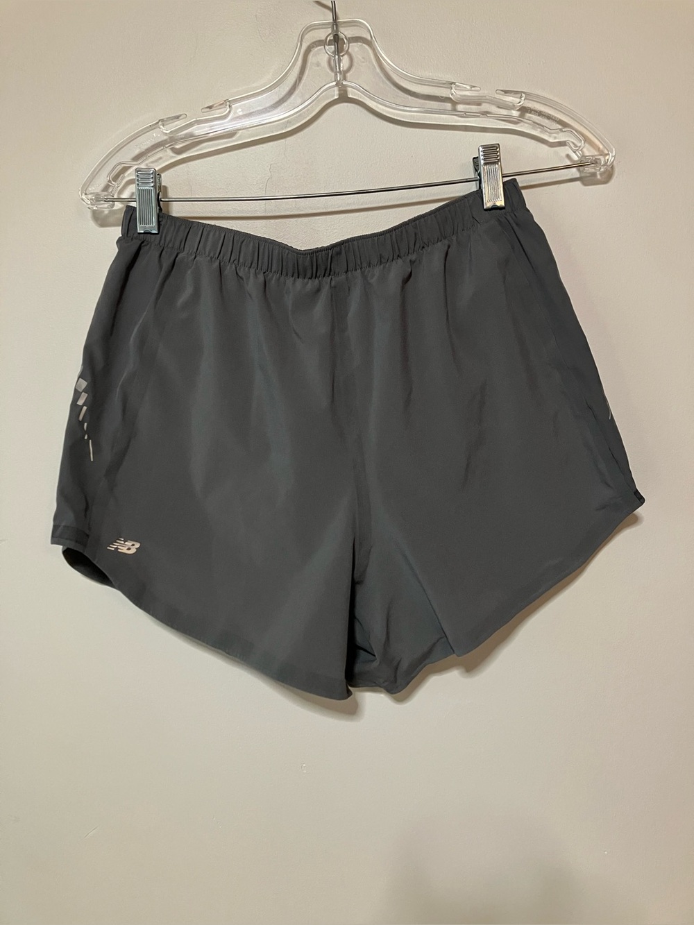 New Balance Men Athletic Running Lined Shorts Grey Reflective Sz M Unisex